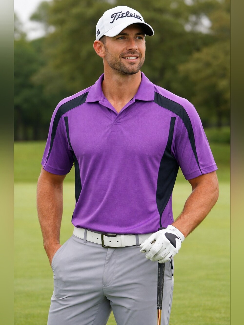 Nike Golf Purple Polo Shirt with Dark Trim